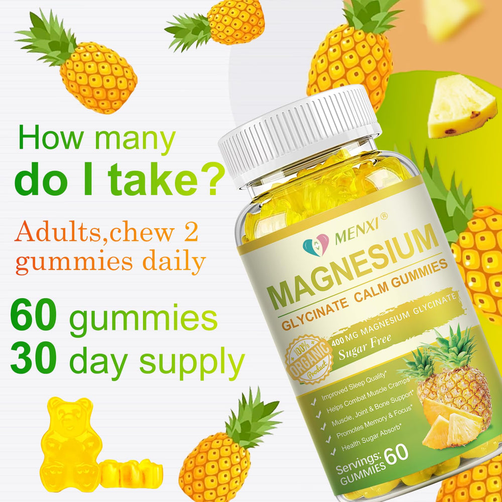 Ingredient panel highlights magnesium glycinate, taurate, malate with vitamin D3 and CoQ10.