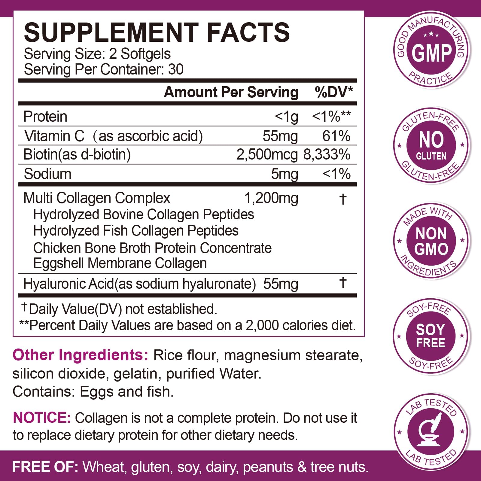 MENXI bottle label highlights collagen types I–X and key nutrients