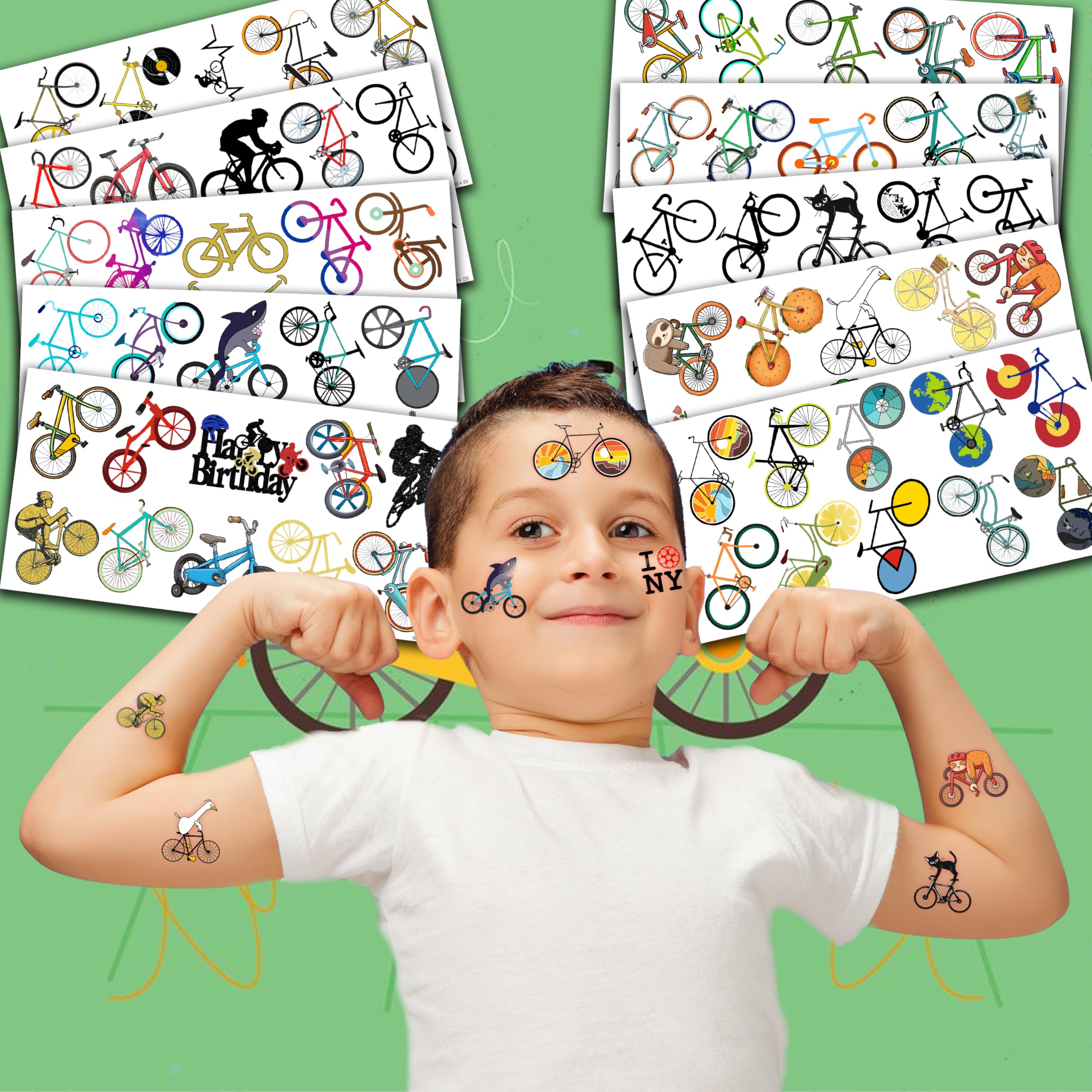 MeoIsDaBest bicycle tattoo sheet ideal for carnival celebrations.