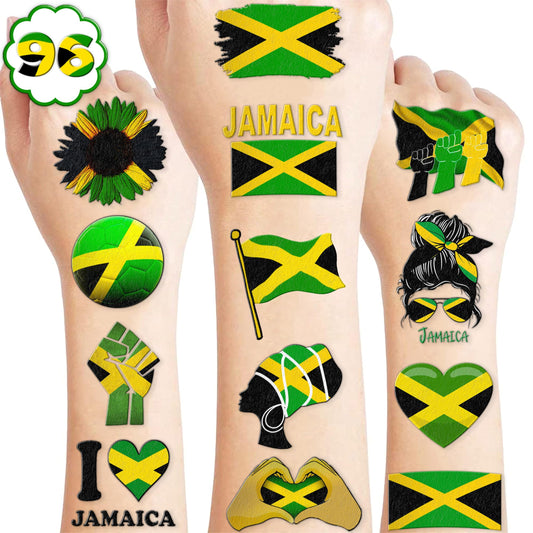 MeoIsDaBest Jamaica flag tattoo sheets with palm tree designs for safe celebrations