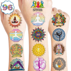MeoIsDaBest Yoga Day tattoos pack offers vibrant mandala designs for party favors and activity
