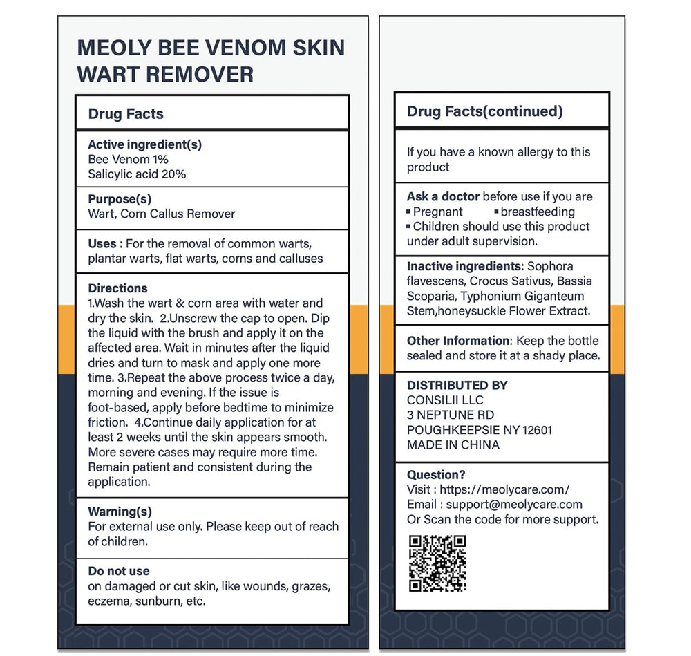 MEOLY Bee Venom Wart Remover delicate brush enables targeted application.