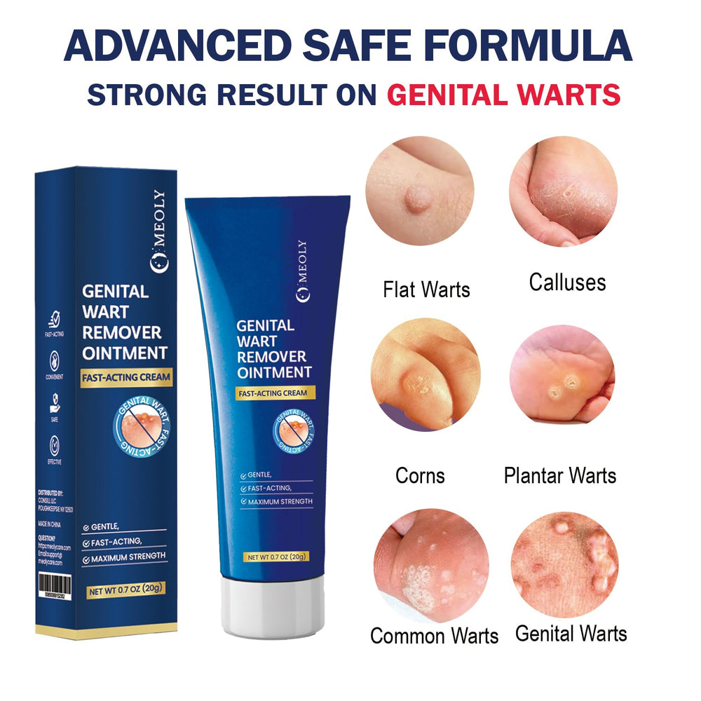 MEOLY Genital Wart Remover Cream being applied for precise spot treatment.