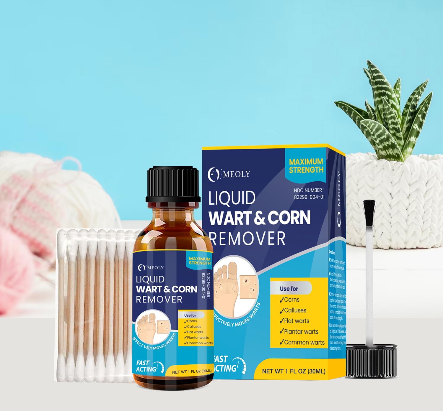 MEOLY quick-action application demonstrates rapid start to wart treatment.
