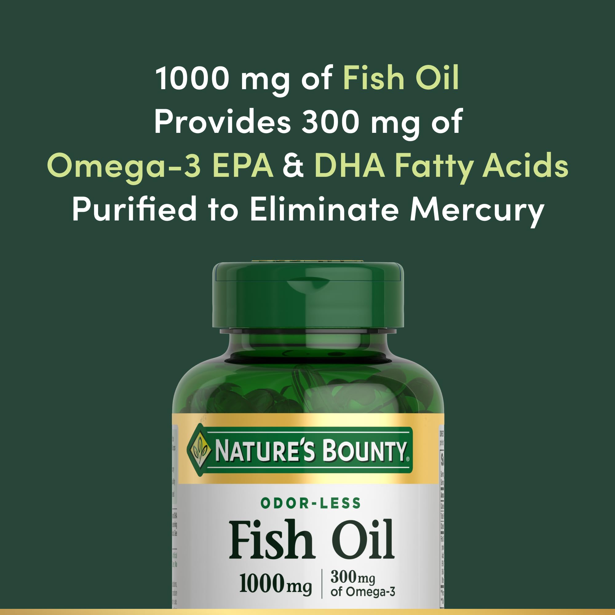 Mercury-free purified fish oil softgels