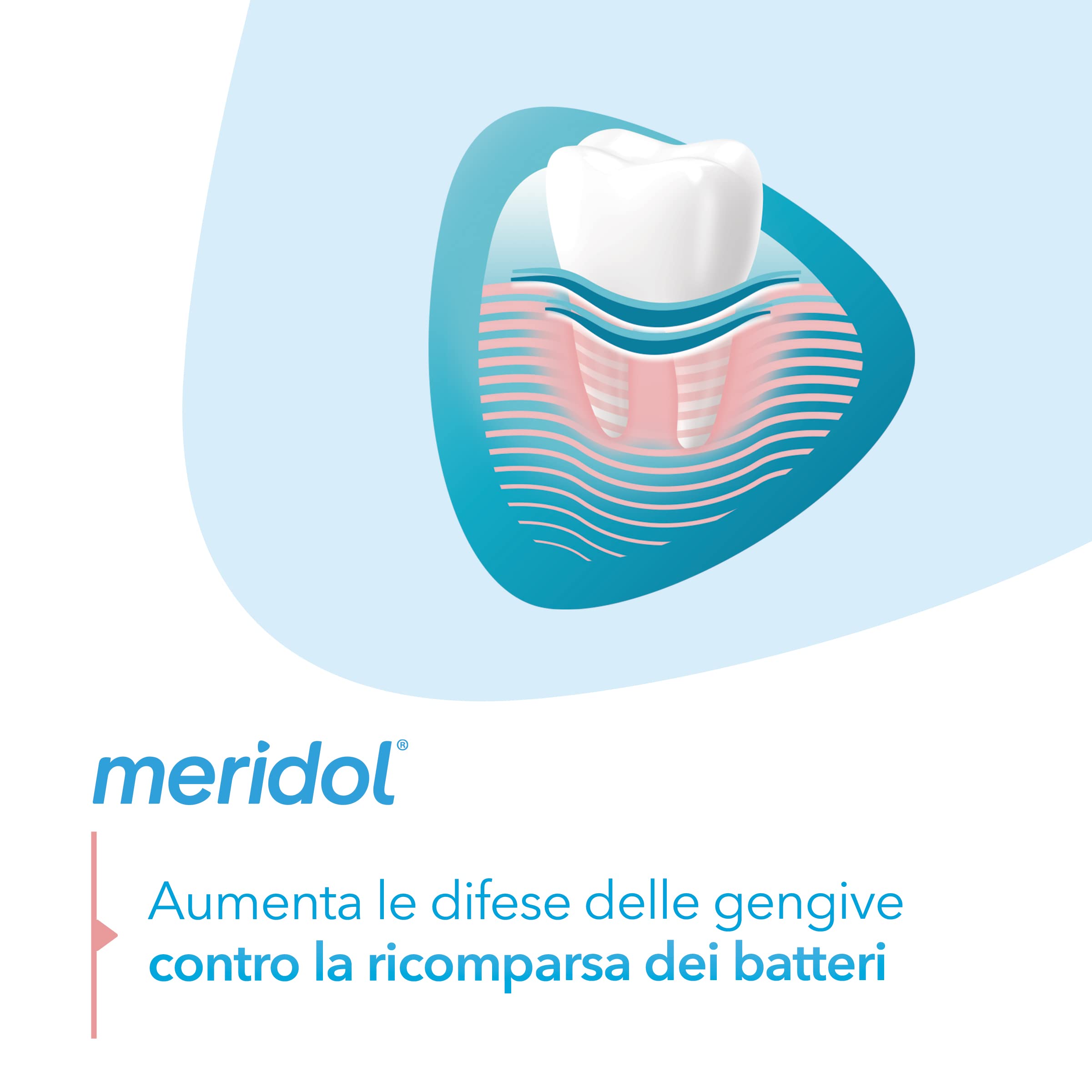 Close-up of ingredients label on Meridol Gencives Irritees toothpaste