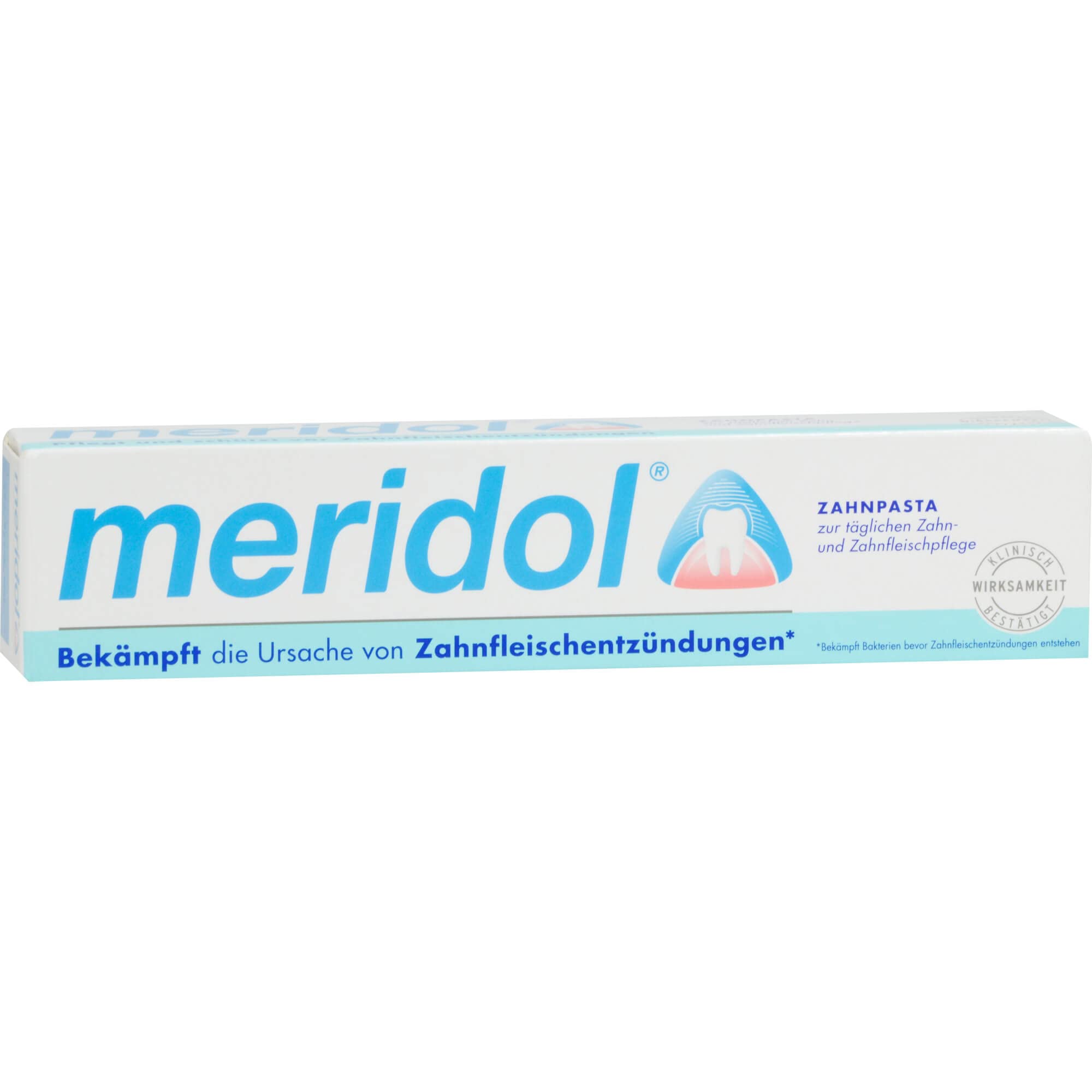 Meridol 75 ml toothpaste with packaging and toothbrush