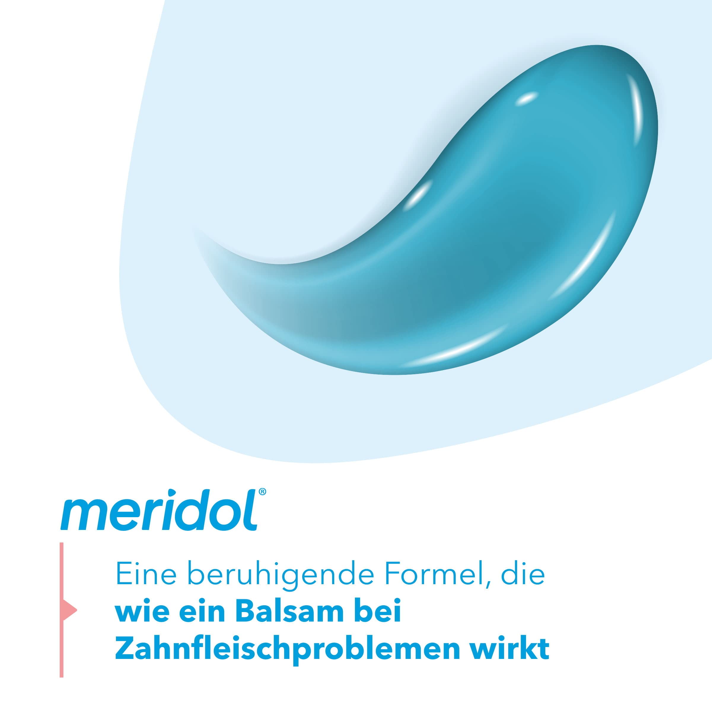 Meridol toothpaste tubes arranged side by side