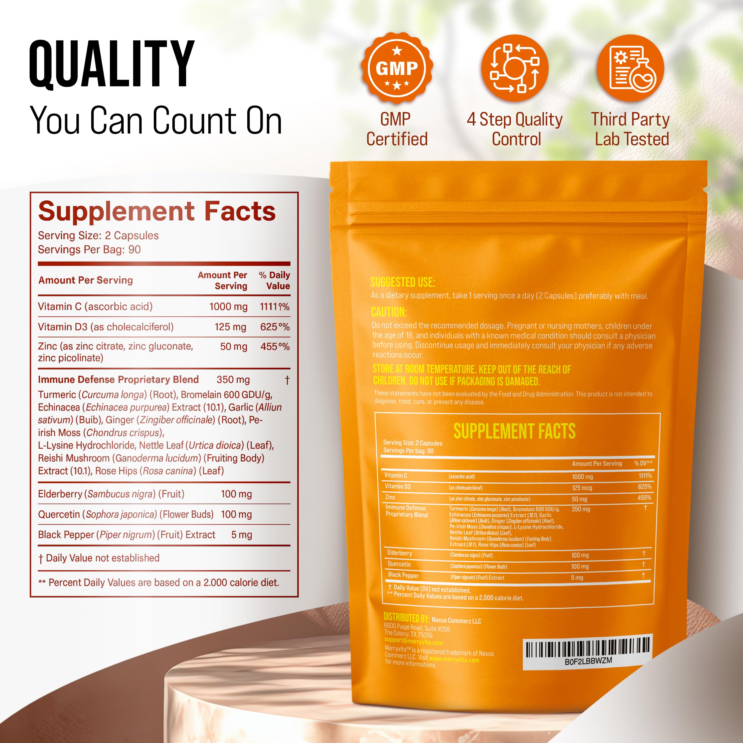 Front label of MERRY VITA Liposomal Vitamin C bottle