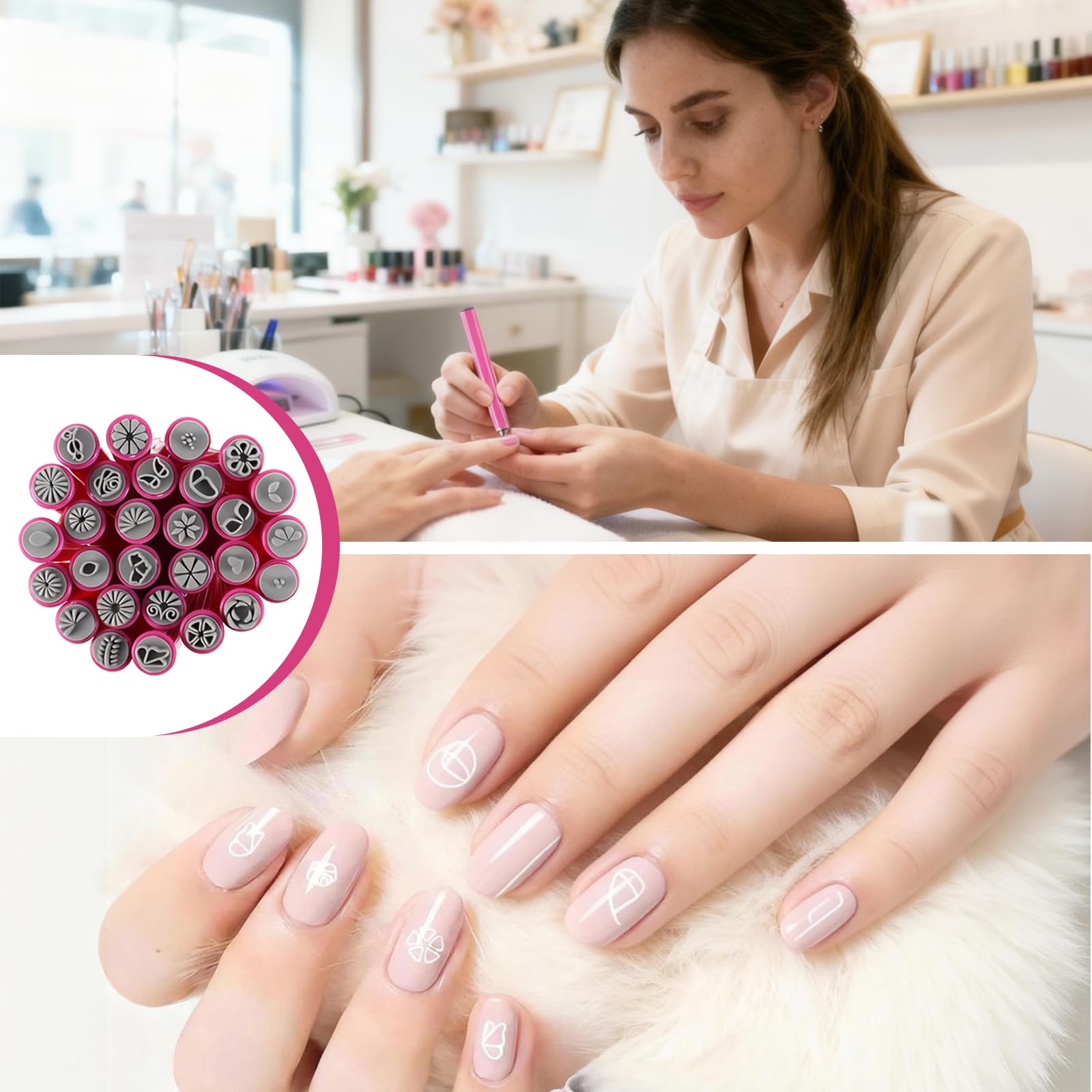 MervothixA nail stamp pen roses for intricate, delicate patterns.