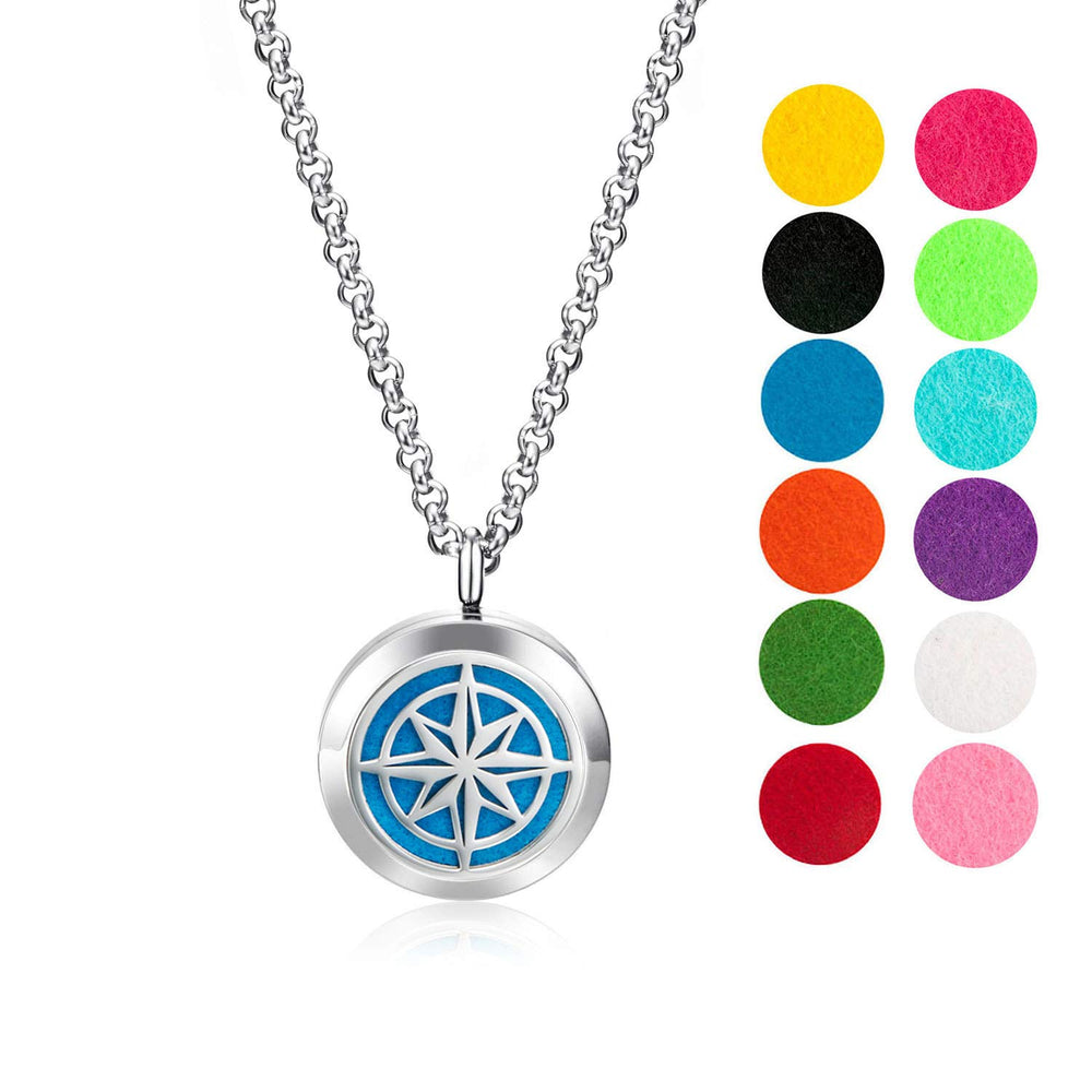 mEssentials wild essentials nautical star diffuser necklace on stainless steel locket for on-the-go aromatherapy