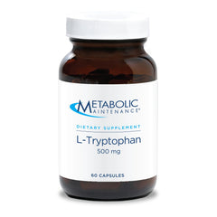 Front view of Metabolic Maintenance L-Tryptophan 500mg vegan capsules bottle