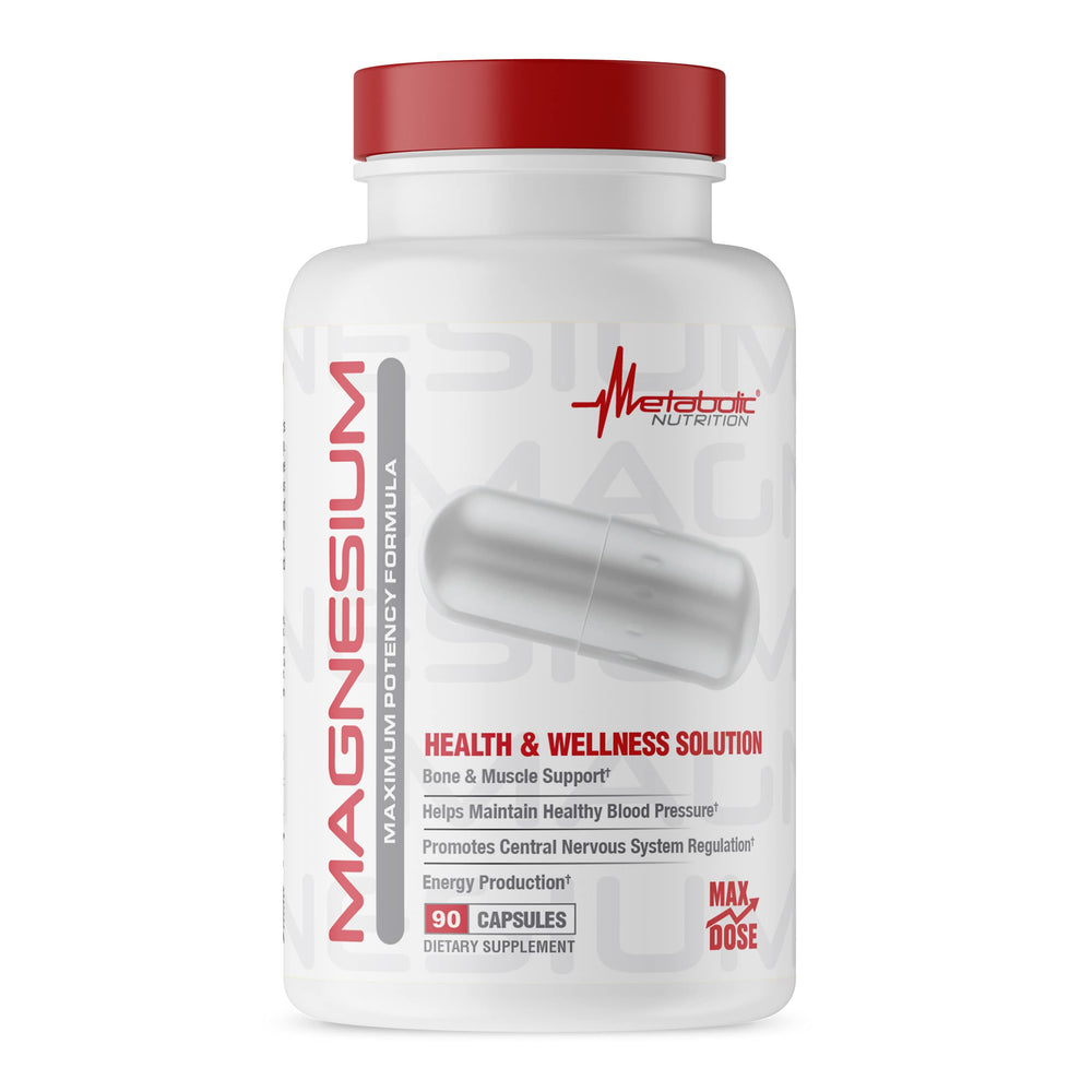 Metabolic Nutrition Magnesium bottle with 650mg per serving label