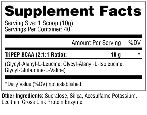 Tri-Pep BCAA grape flavor 400 g package with scoop