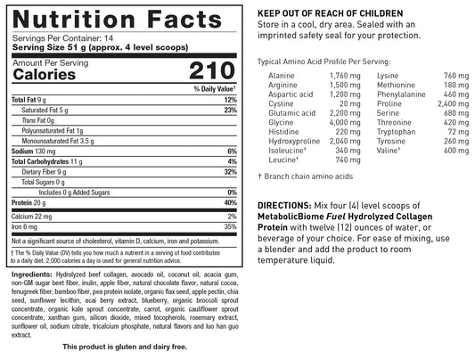 Collagen protein powder scoop for chocolate flavor
