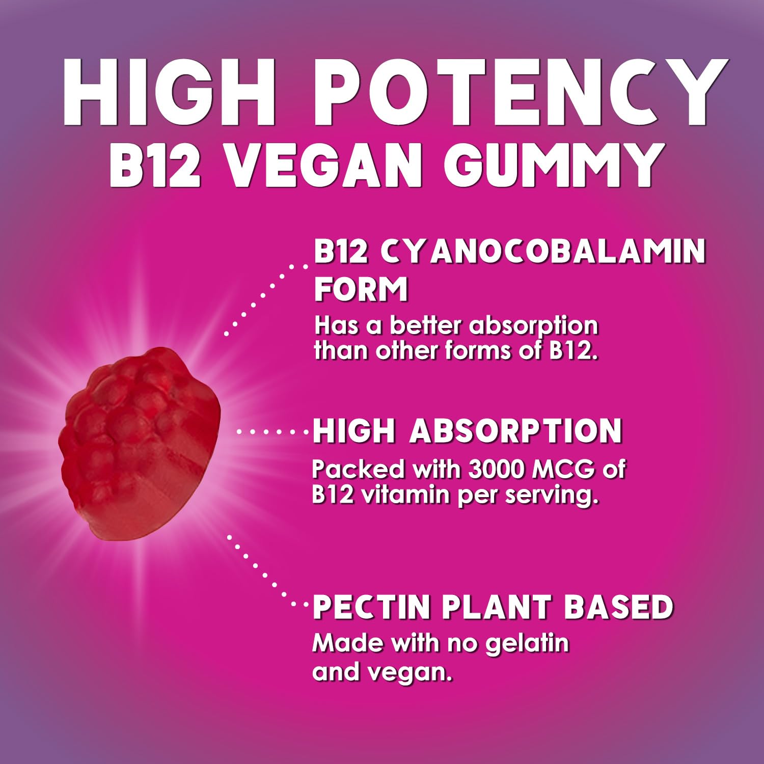 Graphic illustrating metabolism and immune support from B12 gummies