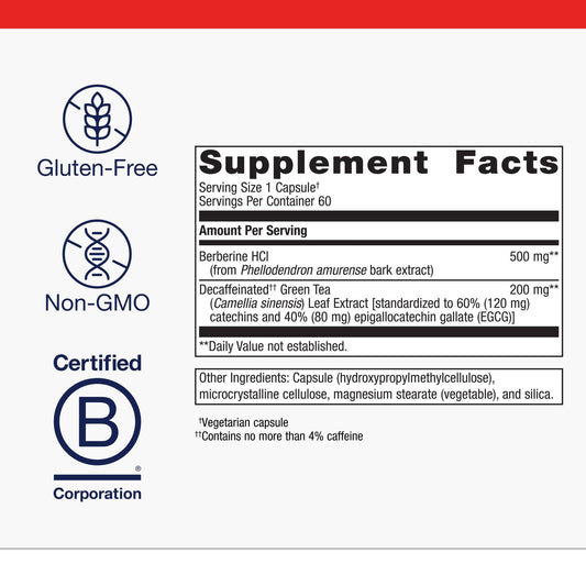 Close-up of Metagenics Berberine GT bottle label