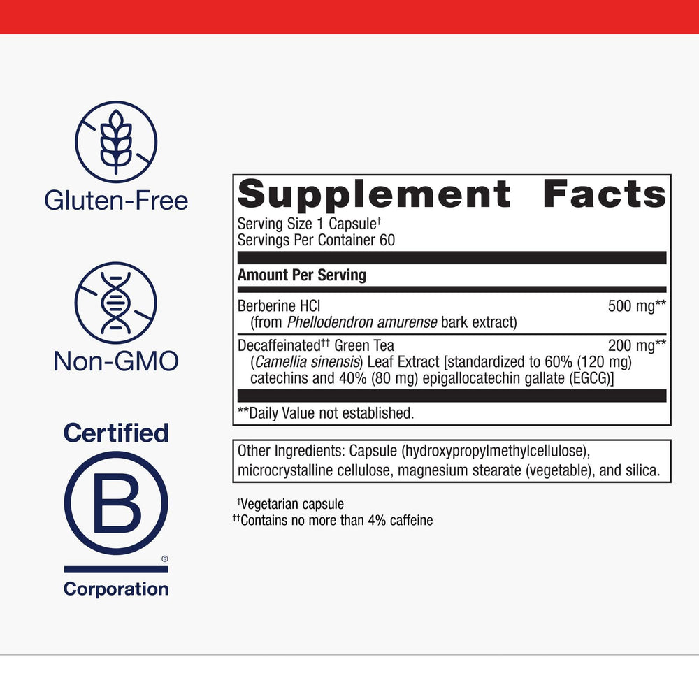 Metagenics Berberine GT capsules close-up emphasizing 500 mg berberine.