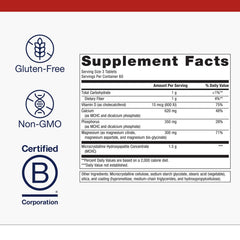 Metagenics Bone Builder capsules close-up highlighting chelated minerals for absorption.