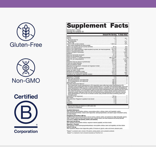 Close-up of alpha-lipoic acid and DHA ingredients for brain health