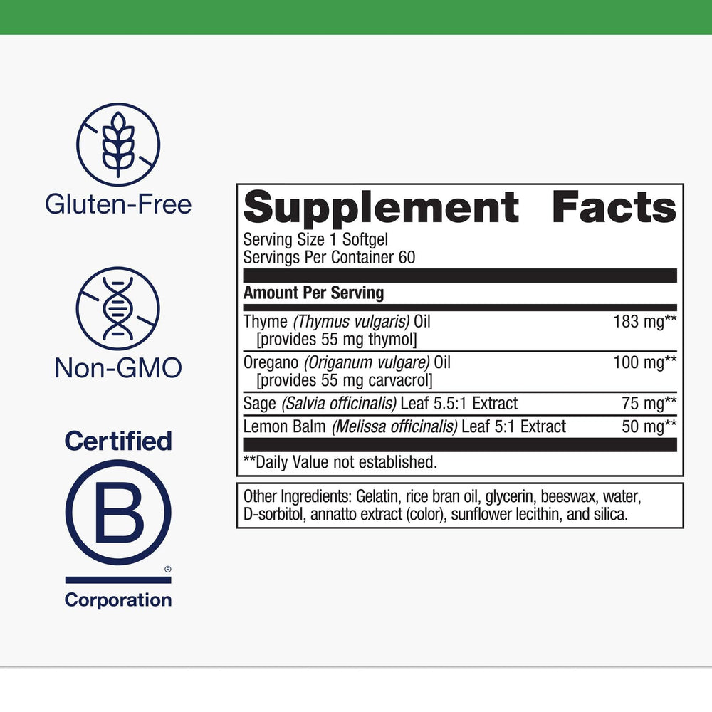 Enteric-coated softgel capsule used in Metagenics CandiBactin-AR