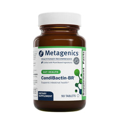 Metagenics CandiBactin-BR tablets closeup for digestive balance support