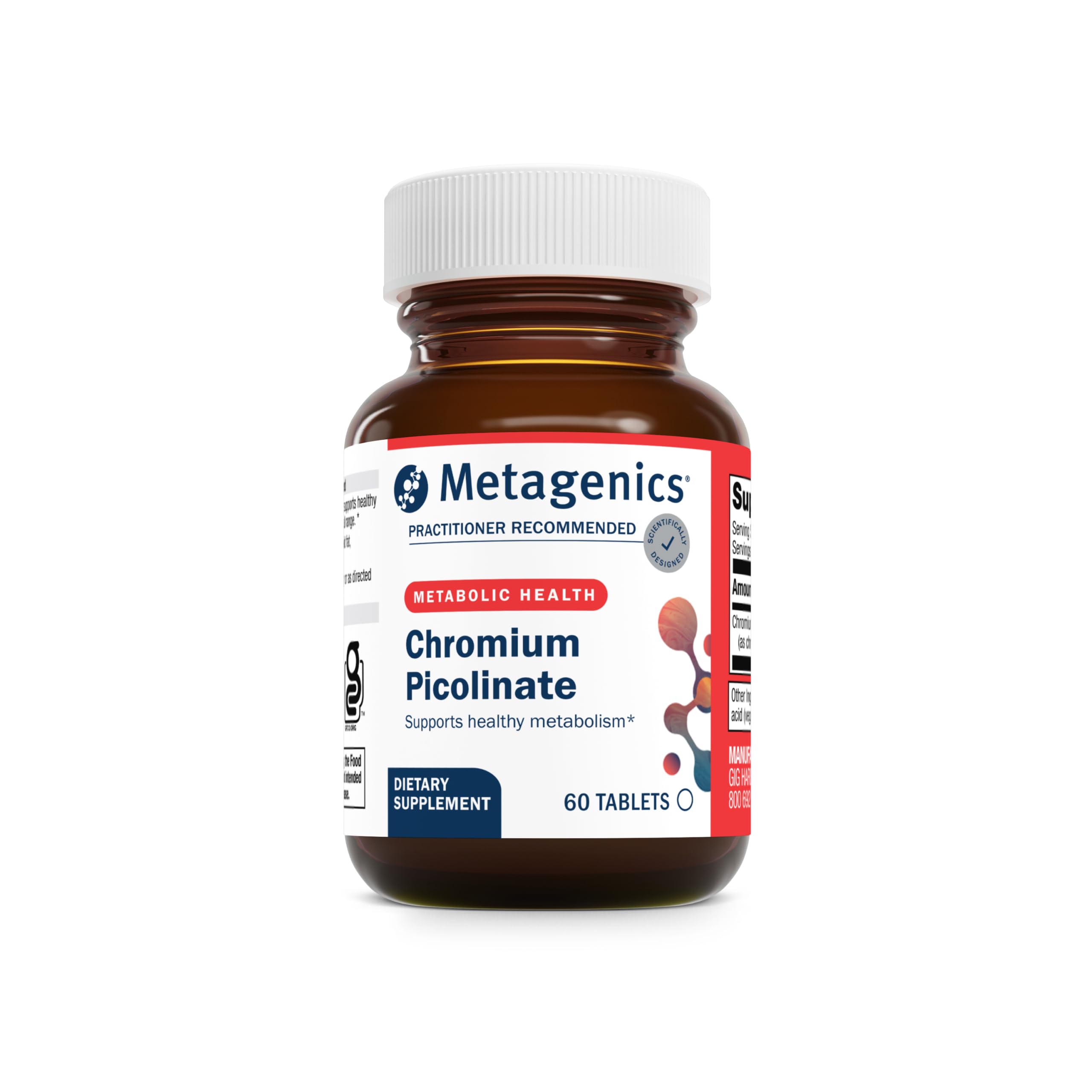 Front view of Metagenics Chromium Picolinate bottle - 60 tablets