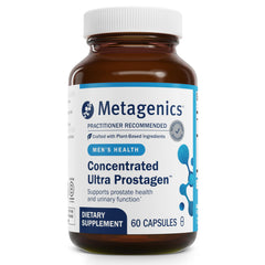 Metagenics Concentrated Ultra Prostagen bottle with capsules for routine prostate support and urinary comfort.