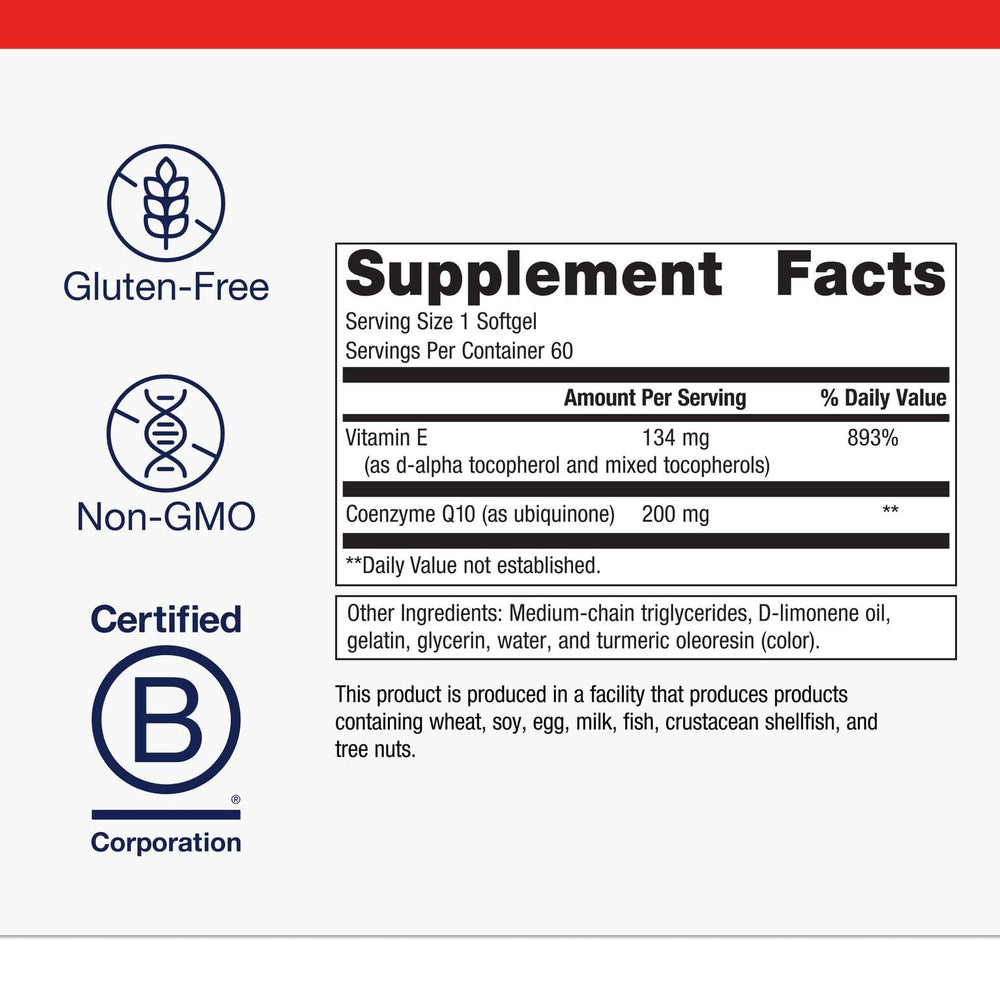 Metagenics CoQ10 ST-200 softgel close-up highlighting ubiquinone for energy support.