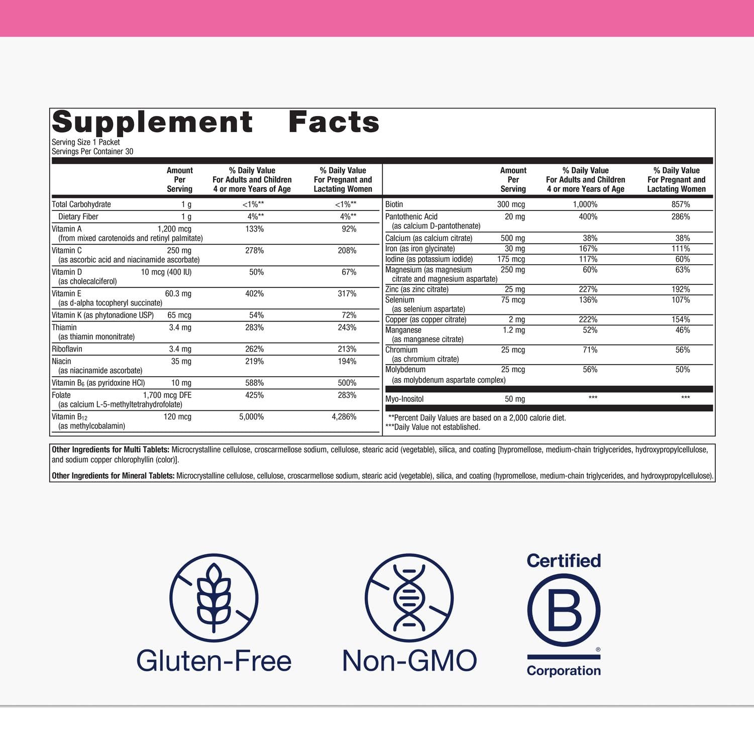Close-up of Metagenics Fem Prenatal bottle label