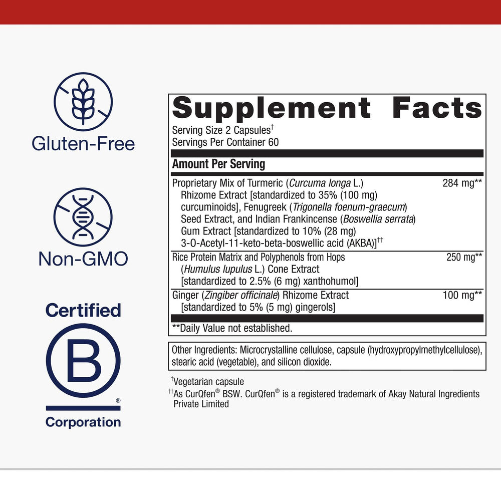 Close-up of key ingredients Curcumin, Boswellia, Ginger & Fenugreek