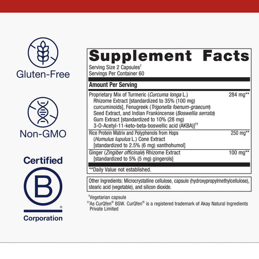 Close-up of key ingredients Curcumin, Boswellia, Ginger & Fenugreek