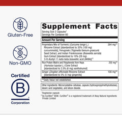 Close-up of key ingredients Curcumin, Boswellia, Ginger & Fenugreek
