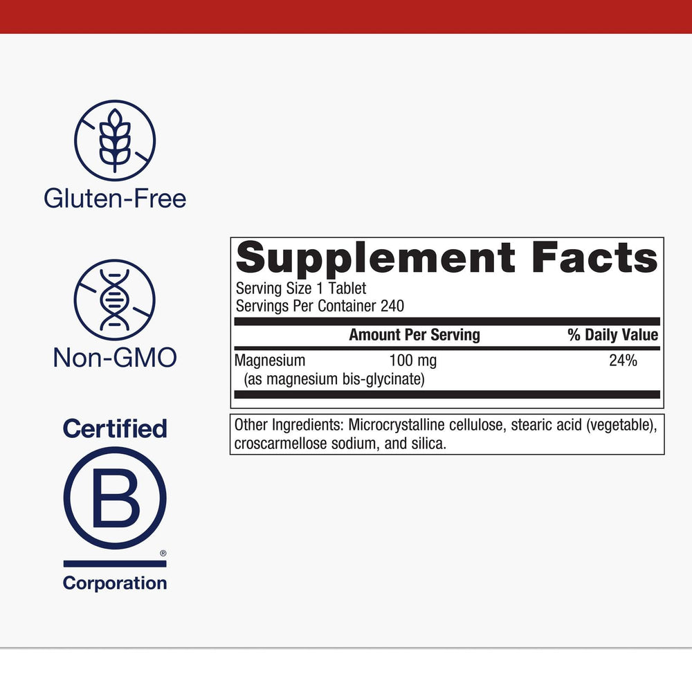 Closeup of Metagenics Magnesium Glycinate tablets highlighting gentle absorption