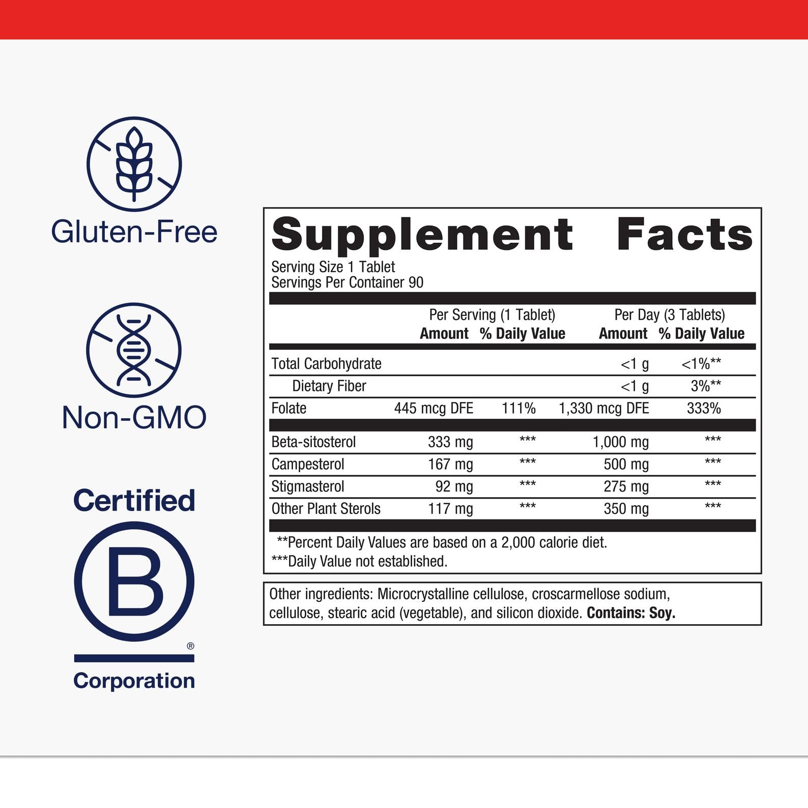 Ingredient panel for Metagenics Meta-Sitosterol 2.0