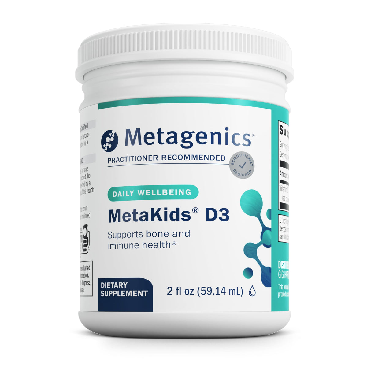 Metagenics MetaKids Vitamin D3 1000 IU Liquid Drops bottle – front view