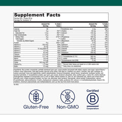 Nutrition facts and ingredients panel for MetaKids powder