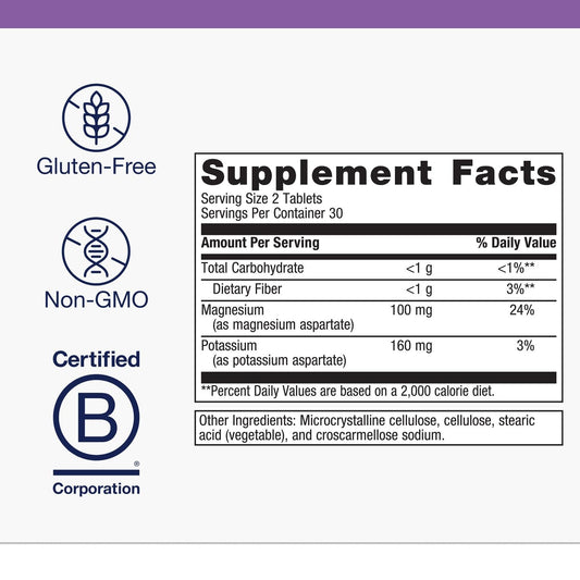 Product label for Metagenics Mg/K Aspartate Electrolyte Supplement