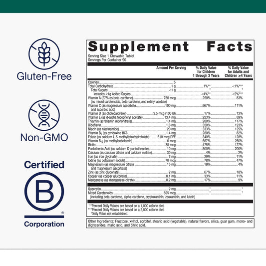Chewable multivitamin tablets for kids and adults