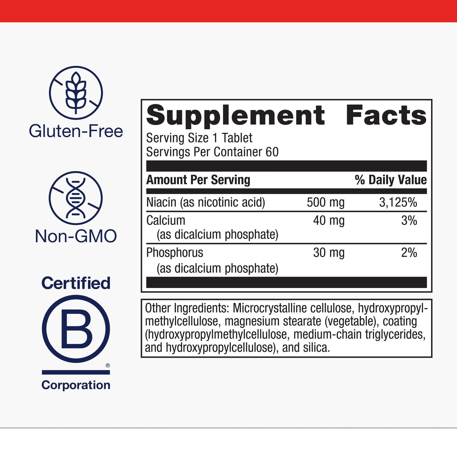 Close-up of Niacin B3-500 mg extended-release capsules