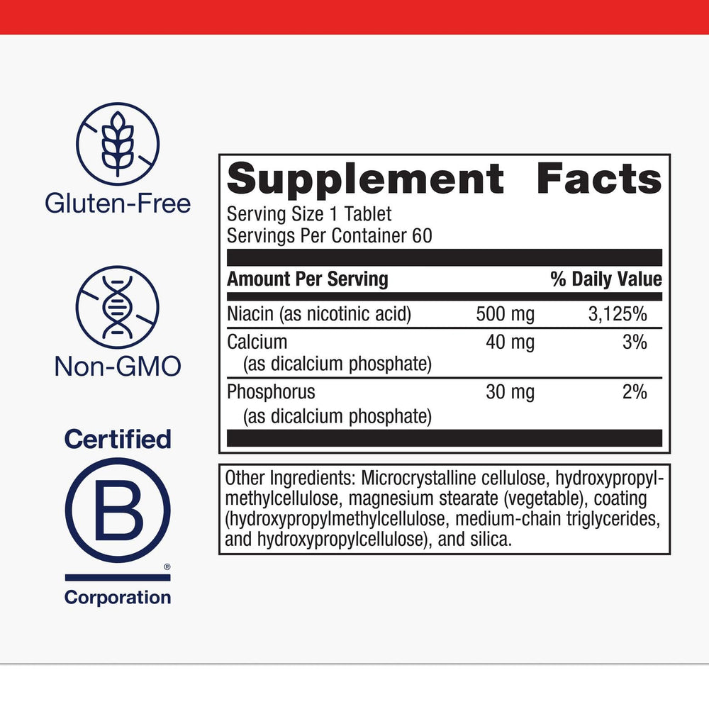 Close-up of Niacin B3-500 mg extended-release capsules