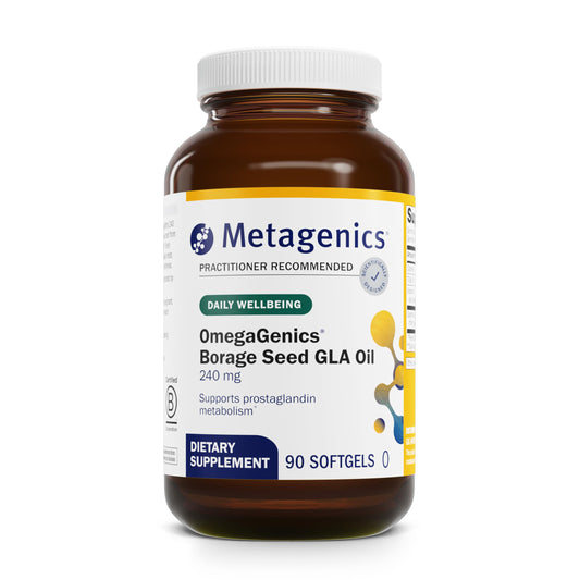 Metagenics OmegaGenics Borage Seed GLA Oil bottle label