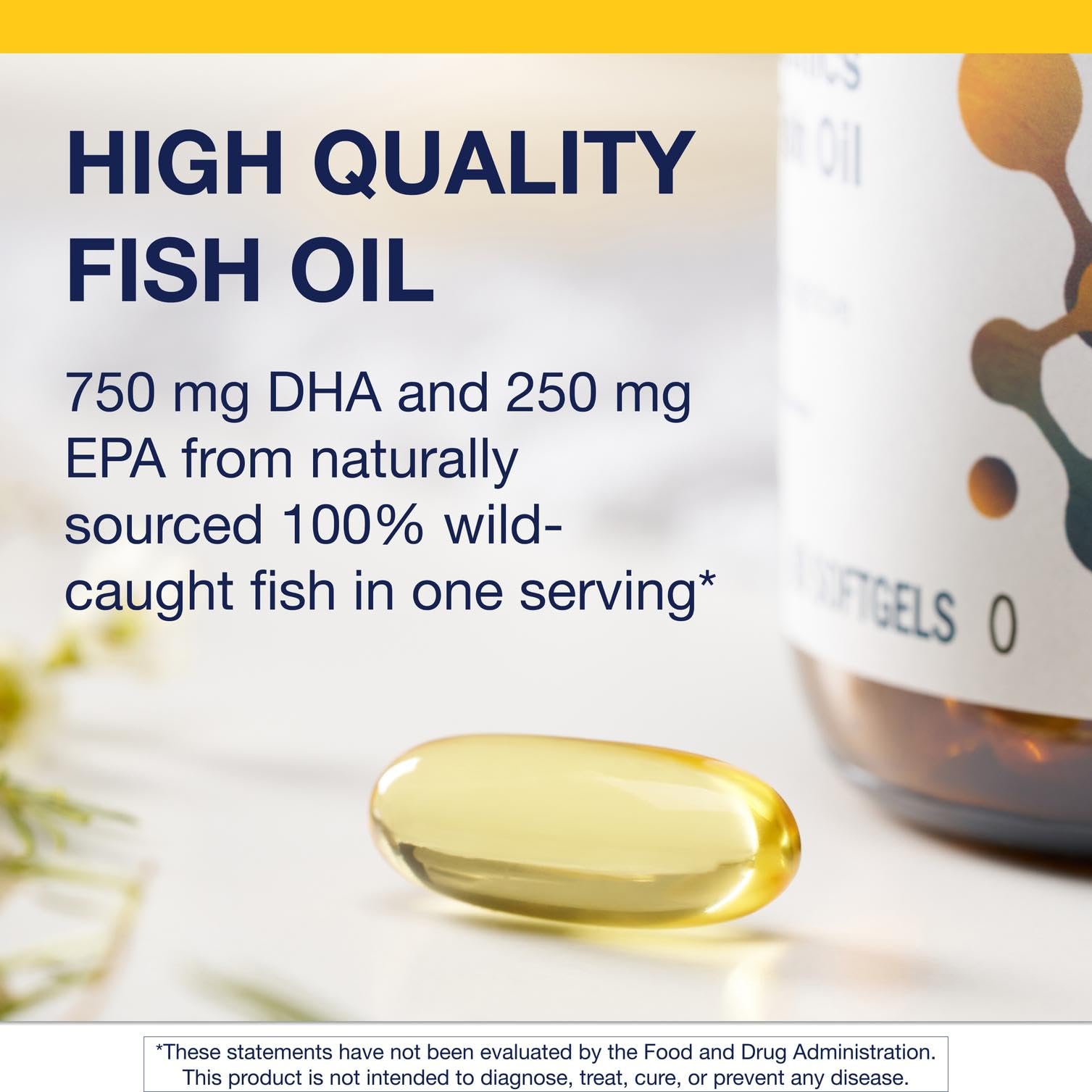 Front view of Metagenics OmegaGenics Fish Oil Neuro bottle with 60 softgels