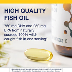 Front view of Metagenics OmegaGenics Fish Oil Neuro bottle with 60 softgels
