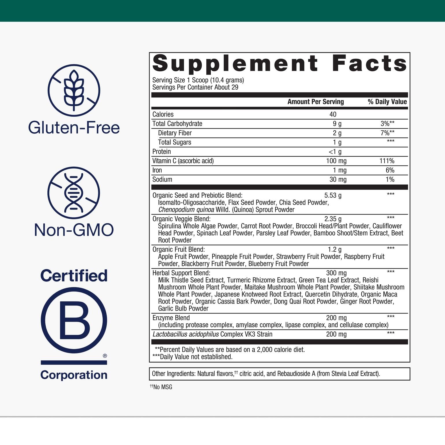 Fruits and vegetables blend for Metagenics PhytoMulti Superfoods