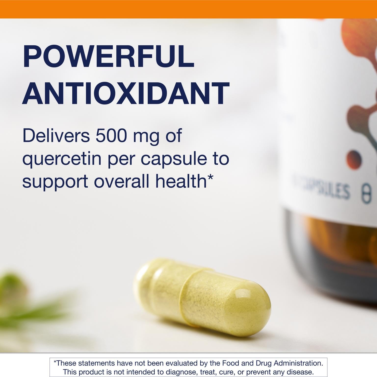 Ingredient detail showing quercetin 500 mg per capsule