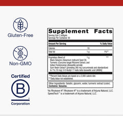 Metagenics Rapid Relief ingredients close-up showing turmeric and boswellia for inflammation support.