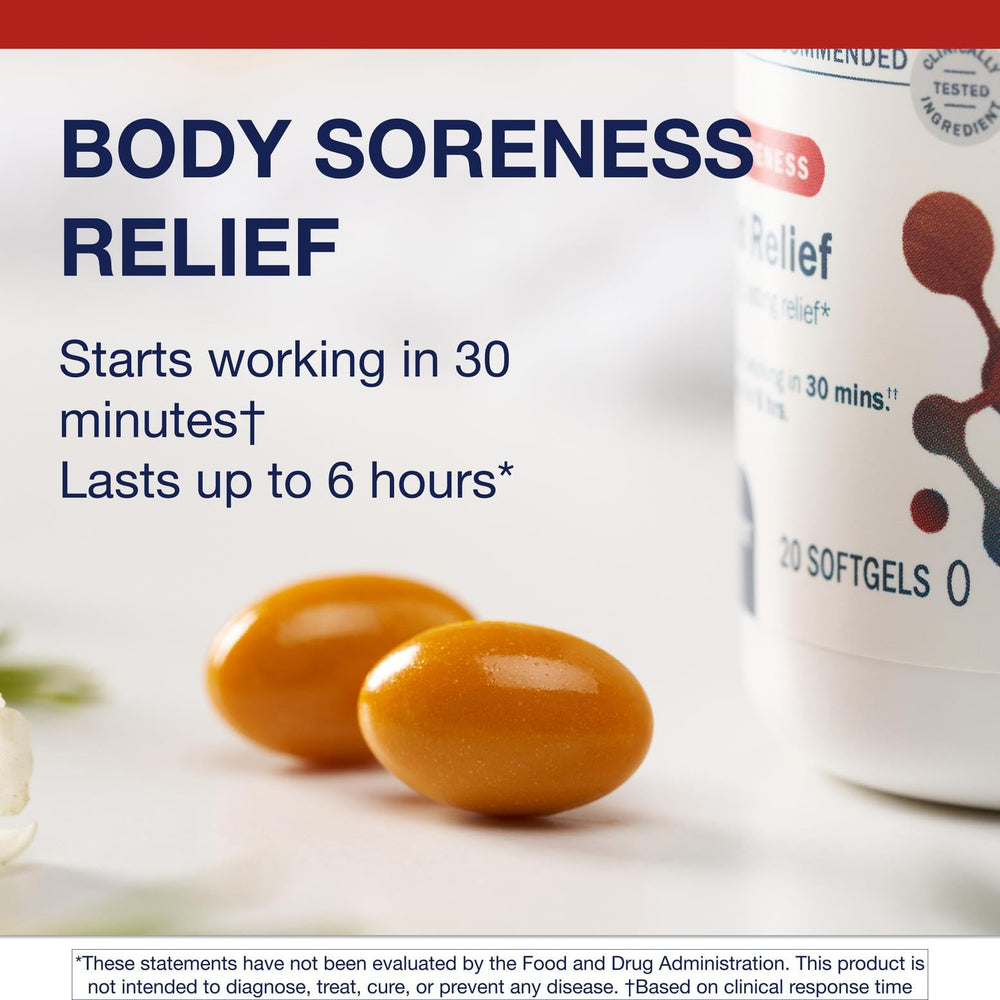 Metagenics Rapid Relief softgels close-up for drug-free comfort option