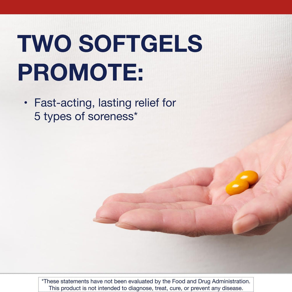Metagenics Rapid Relief softgels close-up highlighting natural herbal formulation.