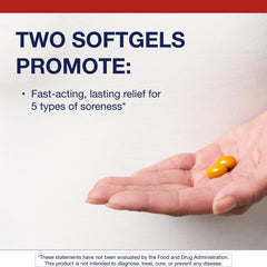 Metagenics Rapid Relief softgels close-up highlighting natural herbal formulation.
